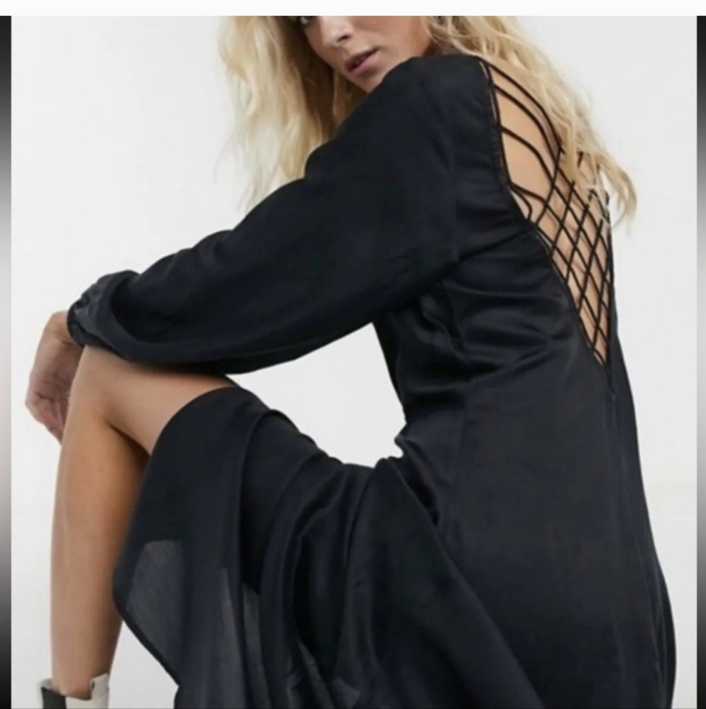 NWOT Free People Later Days Lattice Strappy Back Maxi Dress With Front Slit - Picture 3 of 5